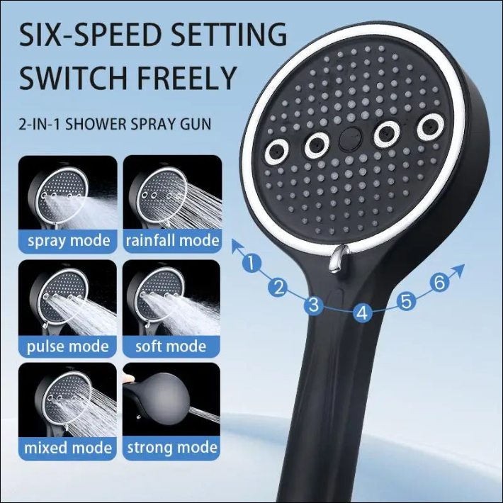 Flowrise™ 6-Mode High-Pressure Handheld Shower Head