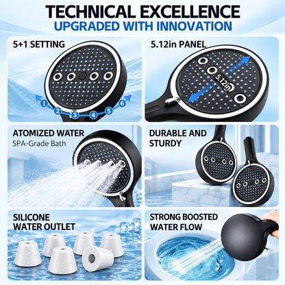 Flowrise™ 6-Mode High-Pressure Handheld Shower Head